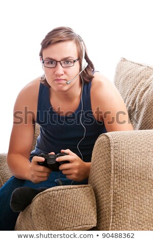 Teen Guy Intense Video Game Stock foto © rCarner