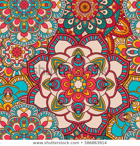 Foto stock: Seamless Design With Colorful Mandalas Pattern