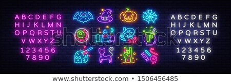 Stockfoto: Halloween Trick Or Treat Neon Sign