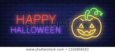 Сток-фото: Glow Greeting Card With Happy Halloween Inscription