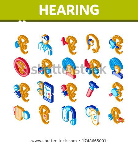 Foto d'archivio: Hearing Human Sense Isometric Icons Set Vector