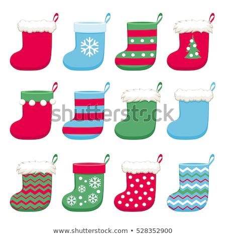 Сток-фото: Blue Retro Christmas Socks Collection Isolate On White