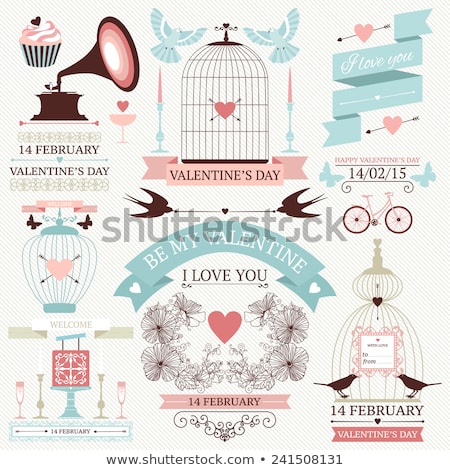 Stockfoto: Floral Valentine Background With Cages