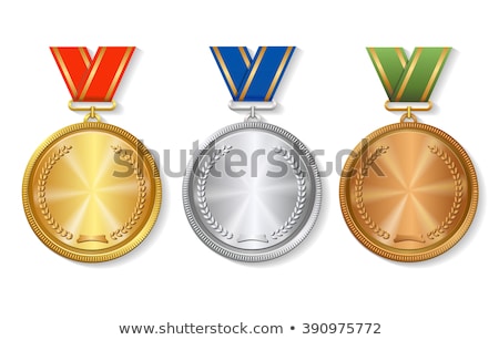 Сток-фото: Silver Medal With Ribbons Background