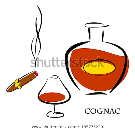 ストックフォト: Glass And Bottle Of Luxury Cognac With Best Tobacco Cigar