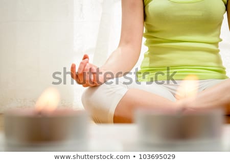 Stockfoto: Yoga Meditation At Home Relaxation Concept With Unrecognizable