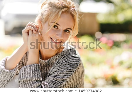 Foto stock: Beautiful Fair Haired Woman With Green Eyes