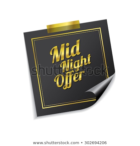 Сток-фото: Midnight Offer Golden Sticky Notes Vector Icon Design