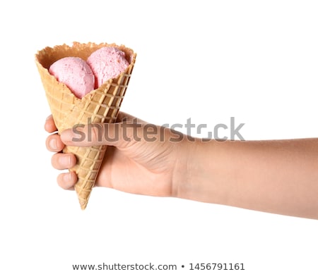 Stock photo: The Cone In Female Hands On White Background