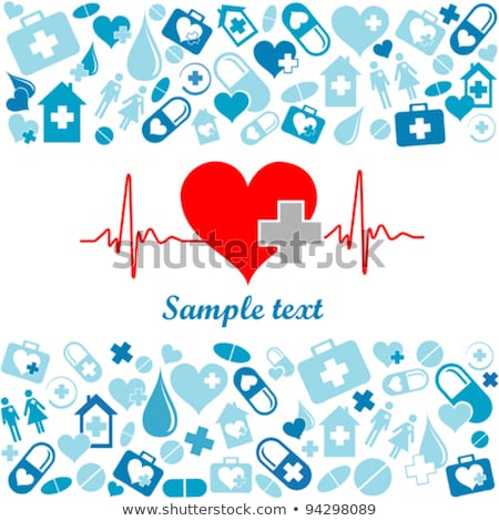 Foto stock: Vector Health Care Icon White Cross In Red Heart