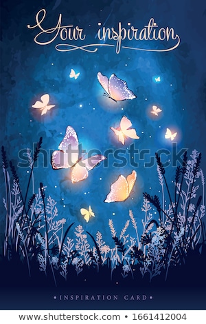 Foto stock: Banner With Glowing Butterflies