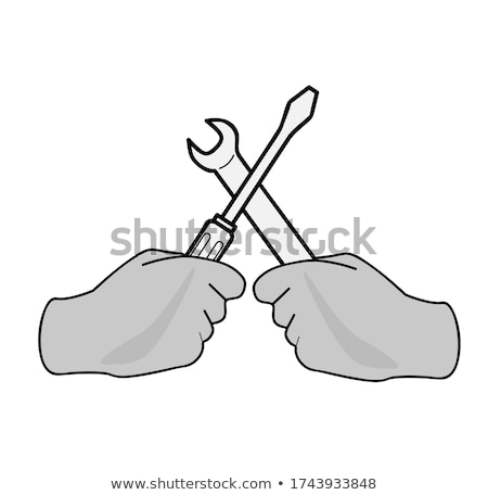 Stock fotó: Repairman Holding Spanner Vector Illustration