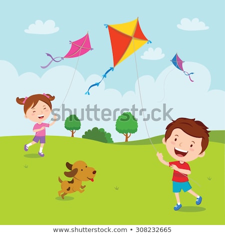 Stock photo: Fly Kite In Sky Vector