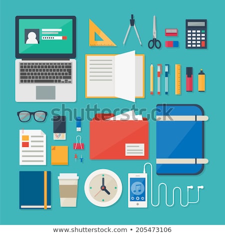 Stok fotoğraf: Office Workplace Elements - Set Of Modern Vector Objects