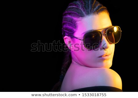 Imagine de stoc: Beauty Portrait Of Beautiful Brunette Model Woman With Stylish Hairstyle In Sunglasses Professional