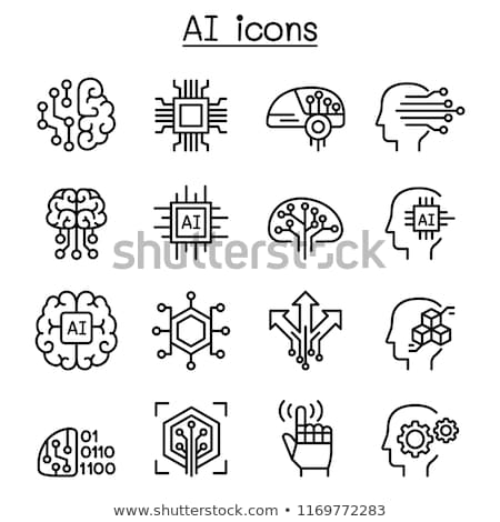 Foto stock: Artificial Intelligence Vector Thin Icons Set