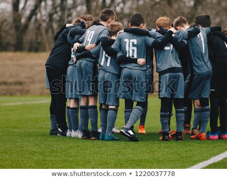 Boys In Sports Team On School Soccer Field Children Doing Sport Stockfoto © matimix