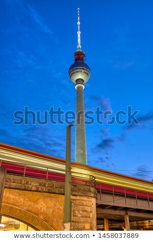 Stock foto: Moving Commuter Train And The Famous Television Tower