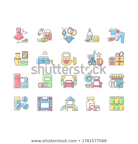 Stok fotoğraf: Shopping Mall Products Rgb Color Icons Set