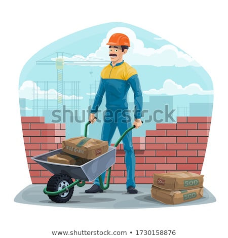 Foto d'archivio: Bricklayer Near Concrete Wall