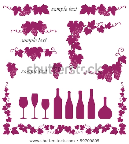 Foto stock: Wooden Frame With Leafs And Grapes Vector Illustration