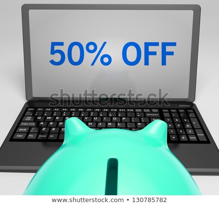 Foto stock: Fifty Percent Off On Laptop Shows Bargains