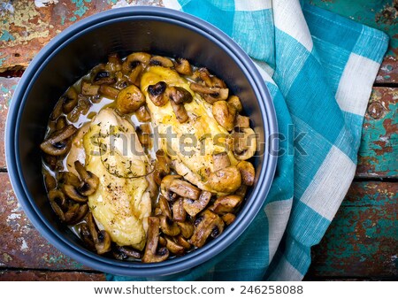 Stewed Chicken Breast With Mushrooms In The Crock Pot Stock fotó © zoryanchik