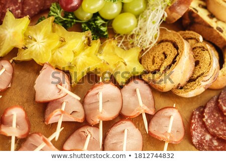 Сток-фото: Catering Service With Various Fruits And Sausages