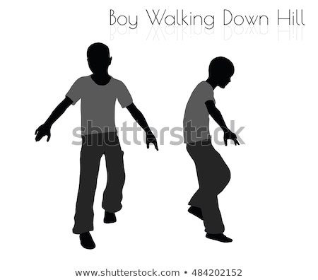 Сток-фото: Boy In Everyday Walking Down Hill Pose On White Background