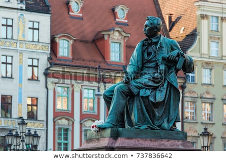 Foto stock: Statue Of The Polish Poet Playwright And Comedy Writer Aleksand