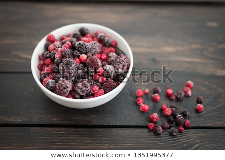 Stock foto: Frozen Berries Mix In A Black Bowl On Wooden Background