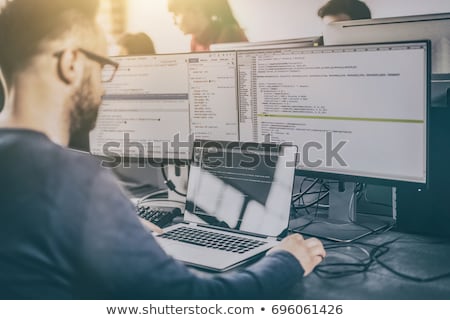 Foto stock: Programmer Programming And Coding Software Designer Working On