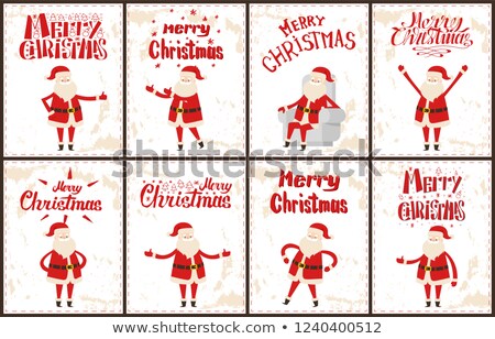 Foto stock: Santa Claus Stickers Set Cartoon Characters Grunge
