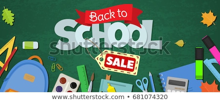 Foto stock: Back To School Sale Horizontal Banner First Day Of School Vector Illustration