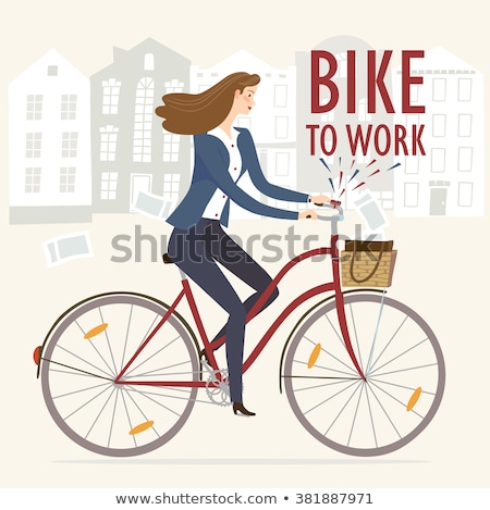 Stock foto: Elegant Lady With Hat In Vintage Costume On A Old Bicycle Vector