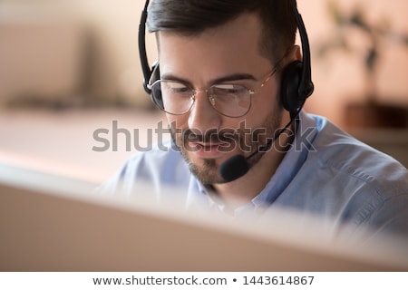 Stock foto: Technical Support People With Headphones Hotline