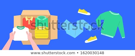 ストックフォト: Clothes Donation Flat Lines Concept With Open Box