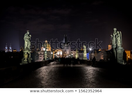 Foto stock: Portal Of A Czech Cathedral In The Night