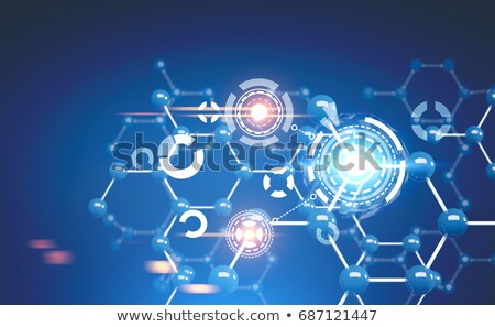Stock photo: Organic Molecules Against A Grid Background