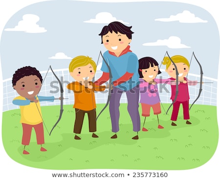 Foto stock: Boy With Archery Coach