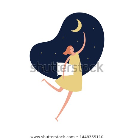 Foto stock: Beauty Woman With Pillow Over Sky Background