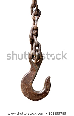 Сток-фото: Old Rusty Chain With Hook Of A Crane