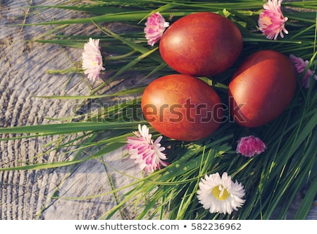 ストックフォト: Colorful Easter Eggs On Old Wooden Background Easter Concept