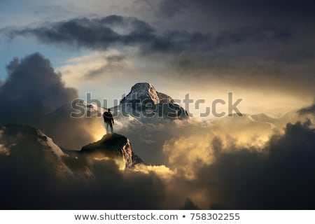 Foto stock: Climber And Sunset