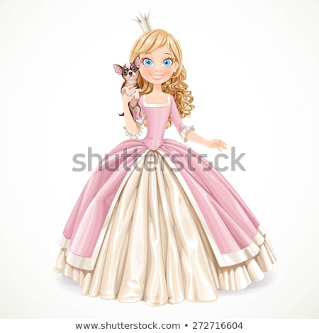 Stock photo: Crown Princess Blond Girl With Puppy Chihuahua