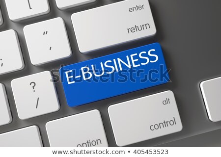 Foto stock: Blue E Business Key On Keyboard