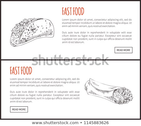 Foto d'archivio: Fastfoot Set With Taco Hot Dog Vector Illustration