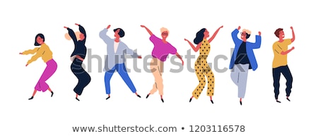 Zdjęcia stock: Smiling Woman Dancing With Raised Hands