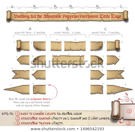 Foto stock: Papyrus Tittle Scroll Tags - Building Kit