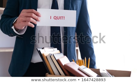 Stock photo: Businessman Holding With I Quit Words Card Letter Resign Employ